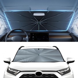 Autorder Windshield Sun Shade Umbrella for 2019-2025 Toyota RAV4 Accessories,Upgraded Ice Crystal Material,Easy Setup Umbrella Sunshade for Car Windshield,100% Sun Blocking