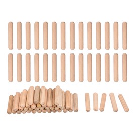 sourcing map 120 Pcs Wooden Dowel Pins 5x30mm(0.2x1.18) Fluted Beveled Ends Wood Dowel Pegs Dried Hardwood for Woodworking Furniture Shelf