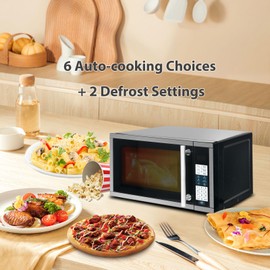 Techomey Microwave Countertop 0.7 Cu.ft. Compact Small Microwave 700W, 6 Auto Menus with One-Touch Express Cook, 10 Power Levels, Child Lock, Space-Saving for Apartment Dorms