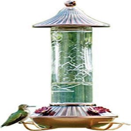 Audubon NA35240 Etched Glass Hummingbird Feeder, 14 oz, White