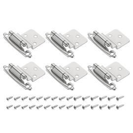 sourcing map 3/8" Cabinet Kitchen Inset Hinges, 6Pcs Self Closing Cupboard Hinges for Face Frame Kitchen Cabinet Door with Screws, Silver