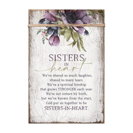 Wood Plaque with Inspiring Quotes 6"x9" - Classy Vertical Frame Wall & Tabletop Decoration | Easel & Hanging Hook | Accented with Natural Twine | God put us together to be sisters-in-heart