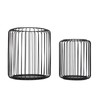 Cage Candleholder Set Matte Black Metal Cylinder Modern Simple Bird