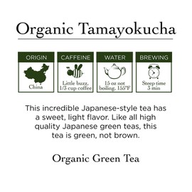 Two Leaves and a Bud Organic Tamayokucha Tea Bags, Whole Leaf Green Tea in Sachets, 100 Count