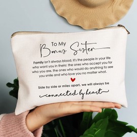 Birthday Gift for Her to My Bonus Sister Makeup Bag Sister in Law Gift Best Friend Toiletry Bag Bonus Sister Gift On Her Wedding Day Step Sister Gift Adoptive Sister Gift Soul Sister Gift