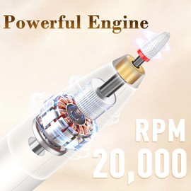 Cordless Electric Nail Drill, Professional Nail File 20,000RPM 3 Speeds, Portable Nail Drill Kit for Acrylic Polish Gel Removal, Manicure Pedicure Polishing Tool, DOCOCO 1902