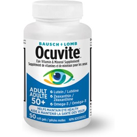 Ocuvite 50+ Eye Vitamin & Mineral Supplement, Multivitamin for Vision & Ocular Health with Omega-3, Zinc, Vitamins C & E, Lutein & Zeaxanthin, Zinc Supplements for Women and Men, 50 Softgels