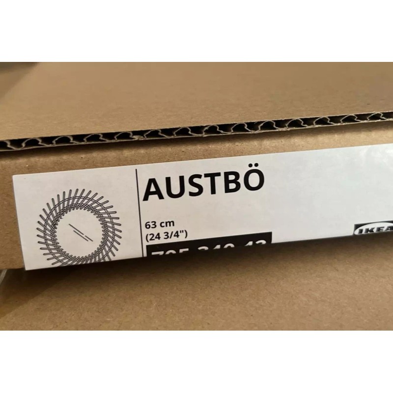 IKEA AUSTBO Mirror Black 24 3/4" Round Bamboo New