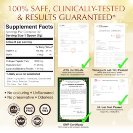 Nano Advanced Hyaluron & Marine Collagen Peptide IV Plus Powder – Japanese 6-in-1 Beauty Formula for Skin, Hair & Nails, Hydrolyzed Collagen with Hyaluronic Acid, Vitamin C, Unflavored, 32 Servings