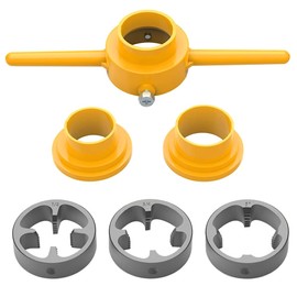 Saipe 6Pcs PVC Thread Maker Tool Pipe Threader Plumbing Tool Kit Plastic Pipe Round Die Set with 3 Dies 1/2", 3/4" and 1" NPT Die Set Manual Hand Tool for PVC Threading