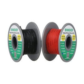 BINNEKER 20 Gauge Silicone Wire Spool 200 feet Ultra Flexible High Temp 200 deg C 600V 20 AWG Silicone Wire 100 Strands of Tinned Copper Wire 100 ft Black and 100 ft Red Stranded Wire for Model