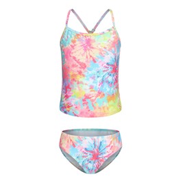 Aisyee Big Girls Two Piece Swimsuits Tankini Bathing Suit Kids Hawaiian Tie Dye Swimwear Set Fantasy Tie Dye Size 10/8-10 Years