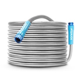 Aqua Joe AJSGH50 Stainless-Steel Garden Hose, Kink-Free Hose, 300 PSI Max, 50 Feet Long
