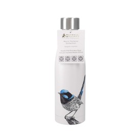 Maxwell & Williams Marini Ferlazzo Insulated Water Bottle with Superb Fairy-wren Design, Double Wall Stainless Steel, White, 500 ml