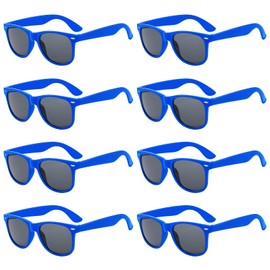 Neon Colors Party Favor Supplies Unisex Sunglasses Pack of 8 (Royal Blue)