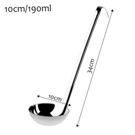 recus Soup Ladle, Stainless Steel, Professional Serving Ladle with Long, Hooked Handle, Bottom Ladle for Sauce, Soup, Stew, Cooking, Sauce Spoon, Kitchen Utensil, Silver (10cm/190ml)