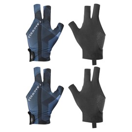 PATIKIL 3 Finger Pool Glove Left Hand, 2 Pcs Billiard Gloves Pool Cue Accessories for Shooter Carom Pool Snooker Cue Sport, Black Blue