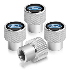 iPick Image for Ford Logo in Black on Silver Easy-Grip Aluminum Tire Valve Stem Caps