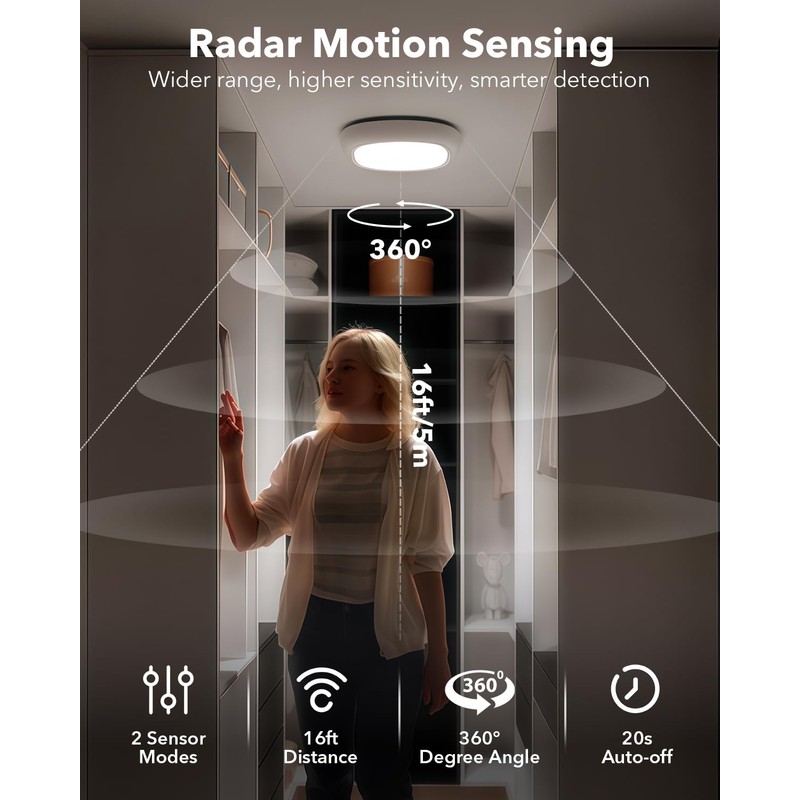 2 Pack Rechargeable Shower Lights for Inside Shower, 12000mAh Motion