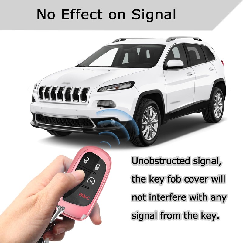 QBUC for Jeep Key Fob Cover with Keychain Soft TPU