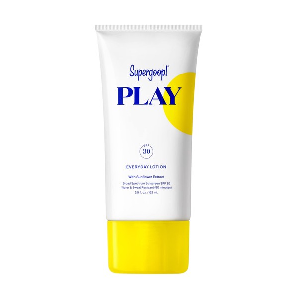 Supergoop! PLAY Everyday SPF 30 Lotion, 5.5 oz - Reef-Friendly, Broad Spectrum Sunscreen for Sensitive Skin - Water & Sweat Resistant Body & Face Sunscreen - Clean Ingredients - Great for Active Days