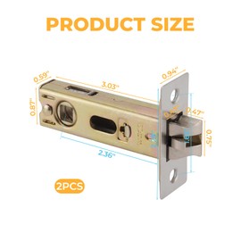 Hsrag 60mm Tubular Mortice Latch, T-60 Anti-Pick Lock Latch, Stainless Steel for Internal Door Latch, Bathroom Door Handles