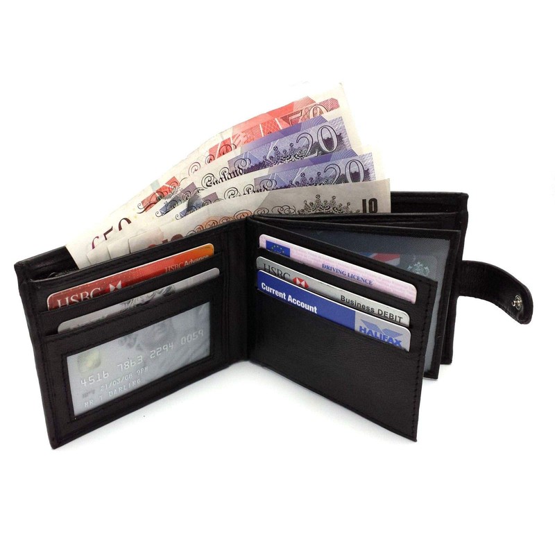 ODS:UK Mens RFID Blocking Safe Soft Leather Tri Fold Wallet