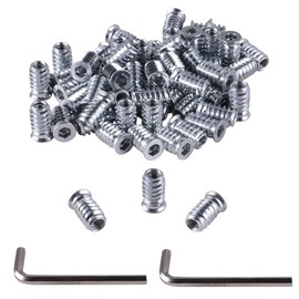 GIVIHGETI Pack of 60 Screw Nuts M6 x 20 mm, Threaded Insert Wood, Threaded Inserts, Threaded Insert Nuts Hex Hex Nuts Made of Galvanised Steel, for Wooden Furniture