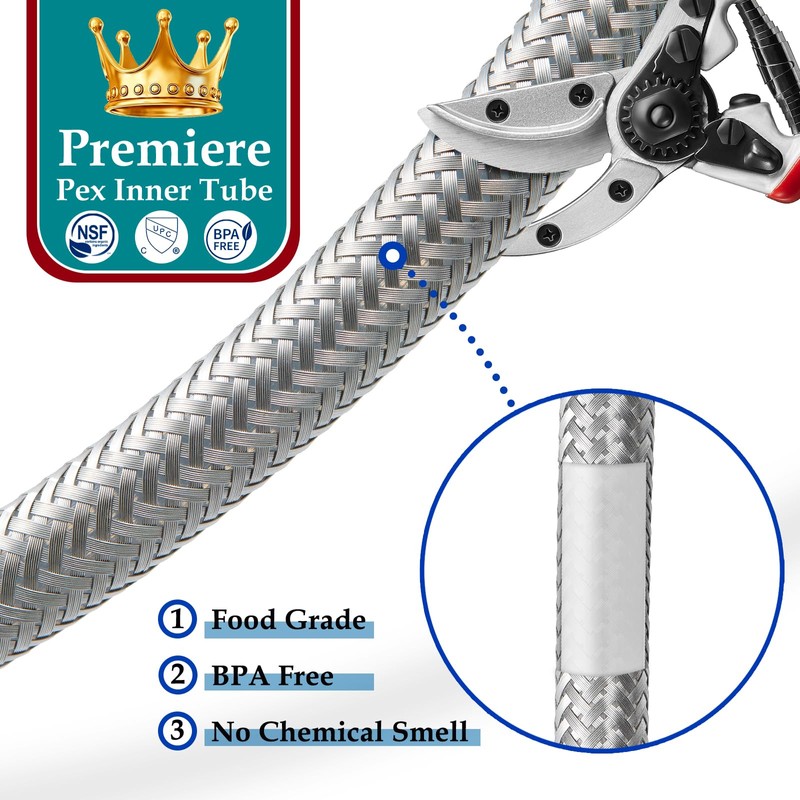 Refrigerator Water Line for Ice Maker Braided - 25' Pex