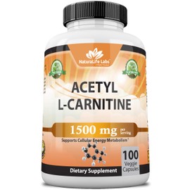 Acetyl L-Carnitine 1,500 mg High Potency Supports Energy Production, Sports Nutrition, Supports Memory/Focus - 100 Veggie Capsules