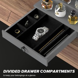 upcessory Cologne Organizer for Men, 4 Tier Black Wood Perfume Organizer with Felt Lining Drawer and Hidden Compartment, Perfume Display Holder, A Gift for Men