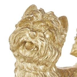 Deco 79 Polystone Dog Decorative Sculpture Sitting and Standing Home Decor Statues, Set of 2 Accent Figurines 5"W, 9"H, Gold