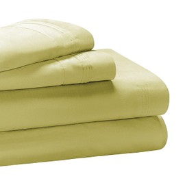 Superior Egyptian Cotton 4 Piece Sheet Set, 650 Thread Count, Eco-Friendly, Sustainable Sheets, Ultra-Soft Basics, Solid, Deep Pocket Fitted Sheet, Flat Sheet, Pillowcases, Queen, Olive Green