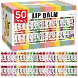 AZEN- Paquete de 50 bálsamos labiales, bálsamos labiales naturales a granel, producto para el cuidado de los labios, bálsamo labial hidratante para...
