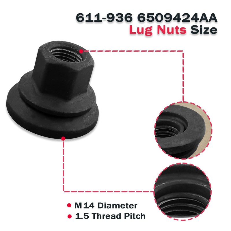 6509424AA Wheel Lug Nuts M14x1.5 Lug Nuts Compatible for Dodge
