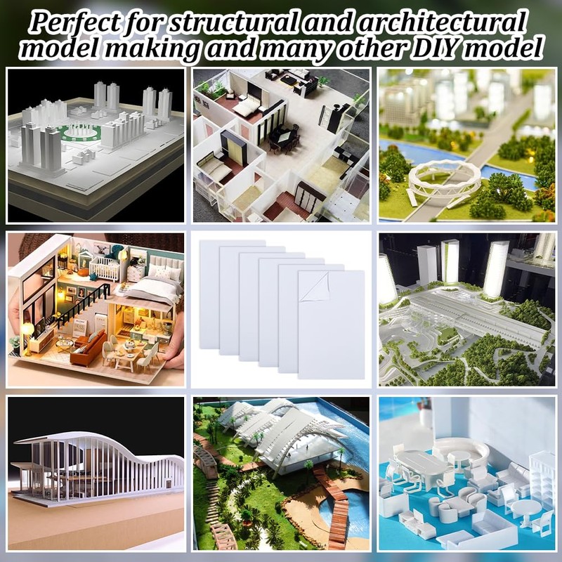 OLYCRAFT 6 Sheets White ABS Plastic Sheet 25x15cm ABS Plastic