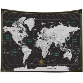 CAPSCEOLL World Map Tapestry for Kids Student Wall Tapestry World Geographical Distribution Tapestries for Men 80X60 Inches Tapestries for Bedroom Living Wall Art