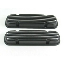 Bous Performance Pontiac 326 400 455 Finned Aluminum Valve Covers w/o Hole Black E41272BK