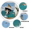 Funny Cat Shower Curtain Cute Black Beige Cat Blue Ocean