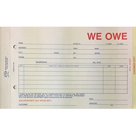 We Owe Form 100 Qty. SA-1506-3 - 3 Part Form (R76M)