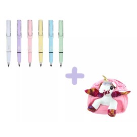 KFMX 6 Lápices Infinito Mágico Con Borrador + Mochila Unicornio