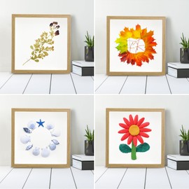 3D Picture Frame for Filling Picture Frame 20 x 20 cm for Object up to 3 cm Object Frame Raw Wood Colour with Glass for Photos, Flowers, DIY Memorabilia, Decorative Wall