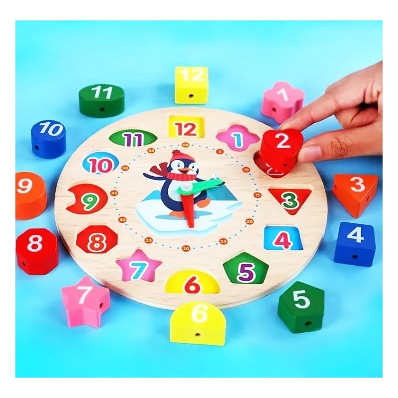 IDECOR Reloj Didáctico Madera Con Números Educativo