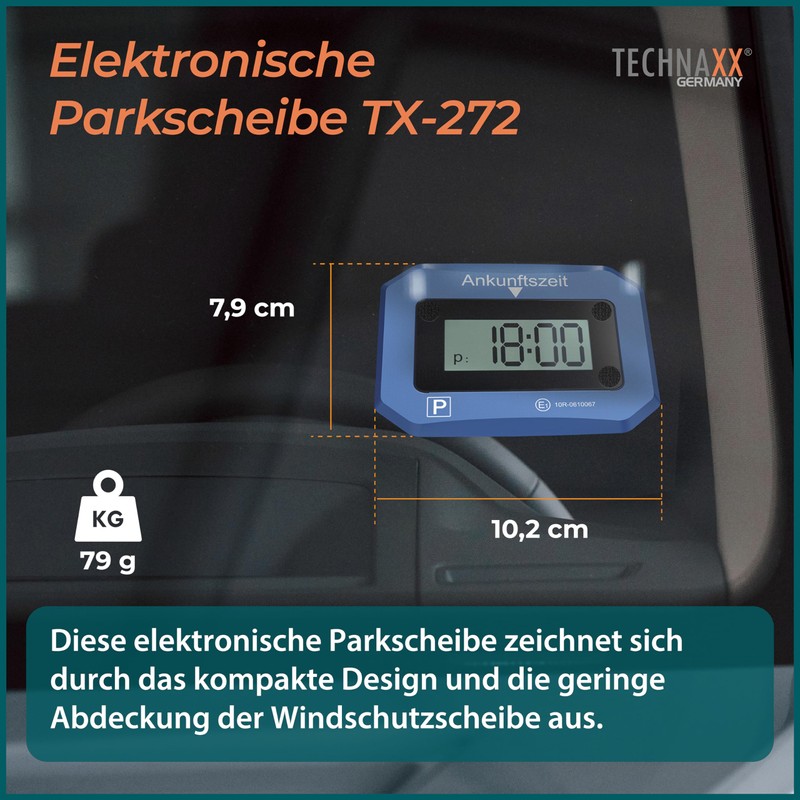 Technaxx Electronic Parking Disc, Automatic Digital Parking Meter for Car