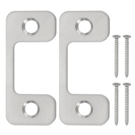 PATIKIL 1" x 2.24" Deadbolt Strike Plate, 2 Set Adjustable Door Strike Plate with Screws Stainless Steel for Electronic Locks Home and Rental Security Strike Plate, Silver