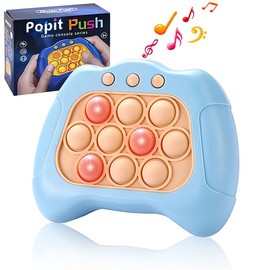 Quick Push Bubbles Game Console, Button Puzzle, Pop Light Up Game, Decompression Breakthrough Puzzle Game Machine, Sensory Fidget Toy for Autism, Hand Eye Coordination Game (Light Blue)