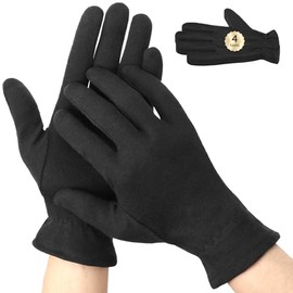 Segbeauty 8 guantes de trabajo elásticos de algodón negro para hombres, 4 pares de guantes de algodón hidratantes para manos secas durante la noche co