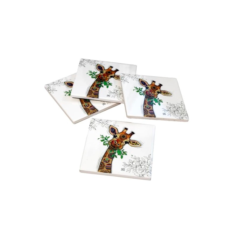 Bug Art Giraffe Ceramic Drinks Coasters, Set of 4, Square,