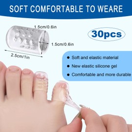 Gosknor 30 Pcs Silicone Gel Toe Covers, Anti-Friction Big Toe Protector Toe Sleeves Breathable Toe Caps and Toe Protectors for Women Men Toenails Protect Calluses Corns,Toe Guards