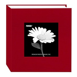 Pioneer Photo Albums 100 Pocket Fabric Frame Cover Photo Album, Apple Red